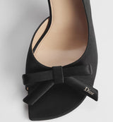 Dior Bow Heeled Slingback Sandal Black 4