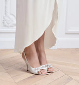 Dior Bow Heeled Slingback Sandal White 4