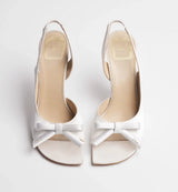 Dior Bow Heeled Slingback Sandal White 2