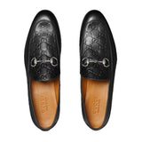 Gucci Como Loafer, Leather Black GG Embossed With Horsebit 2