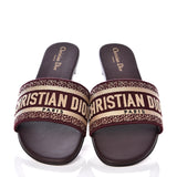 Christian Dior Canvas Embroidered DWay Mule Slide Sandal Burgundy 2