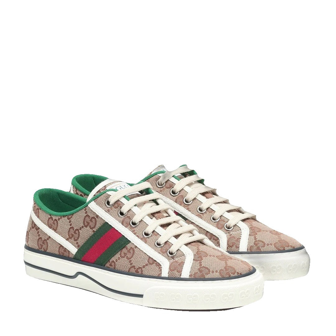 Gucci Canvas Web Tennis Sneakers Burro Mystic Beige & Brown GG