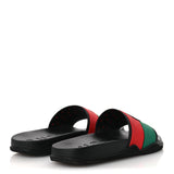 Gucci Rubber Web Interlocking G Slide Sandals Black Green White 5
