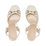 Gucci 80mm Horsebit Sandals White & Cream 2