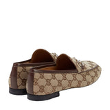 Gucci Velvet GG Monogram Horsebit Jordaan Loafers Blue Beige & Ebony Canvas 3