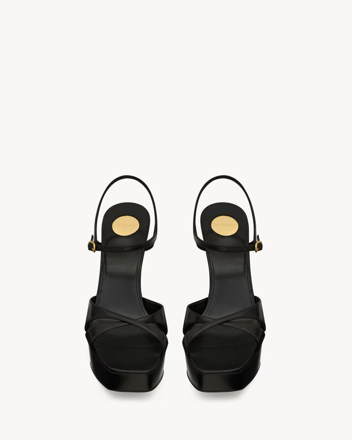 YSL Debbie Platform Sandals in Smooth Leather