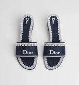 Dior Dentelle Heeled Slide Navy Blue 1