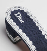 Dior Dentelle Heeled Slide Navy Blue 2