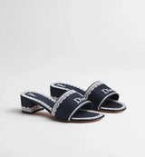 Dior Dentelle Heeled Slide Navy Blue 3