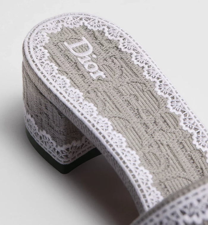 Dior Dentelle Heeled Slide Trianon Gray