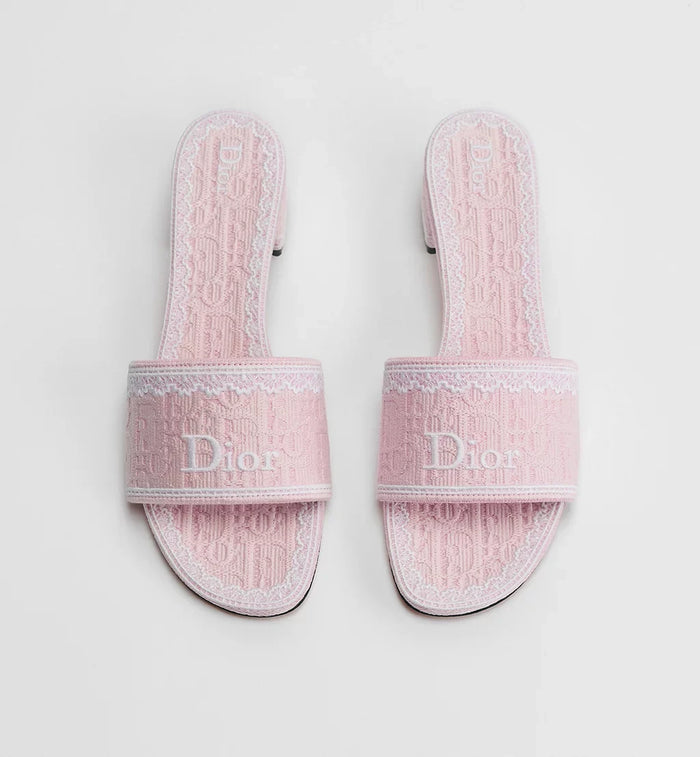 Dior Dentelle Heeled Slide Soupir Pink