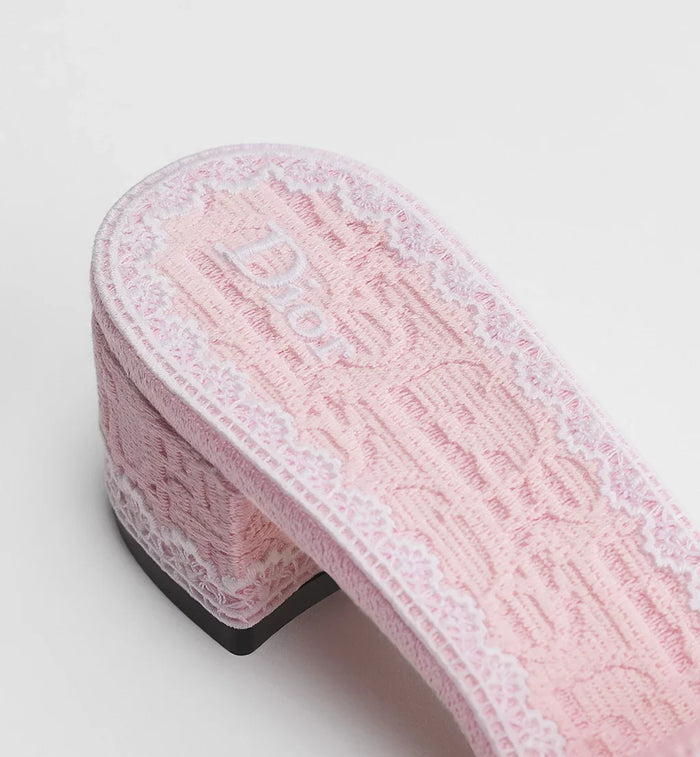 Dior Dentelle Heeled Slide Soupir Pink