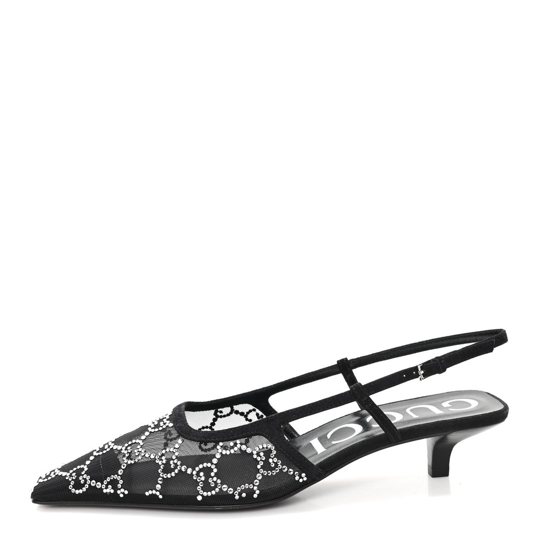 Gucci Crystal GG Monogram Slingback Pumps Black
