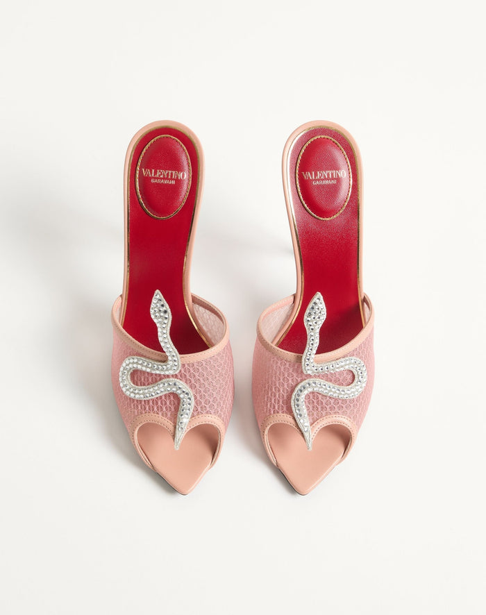 Valentino Coeur Vipère Mesh Slide Sandal 105mm