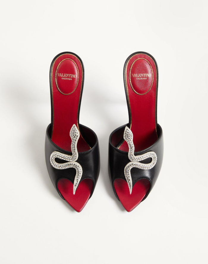 Valentino Coeur Vipère Kidskin Slide Sandal
