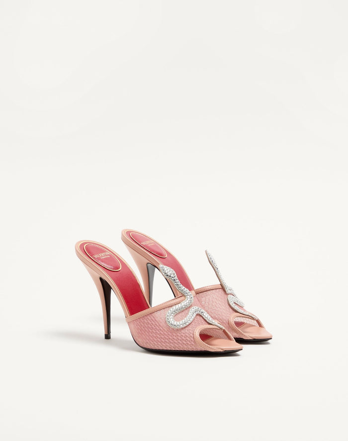 Valentino Coeur Vipère Mesh Slide Sandal 105mm