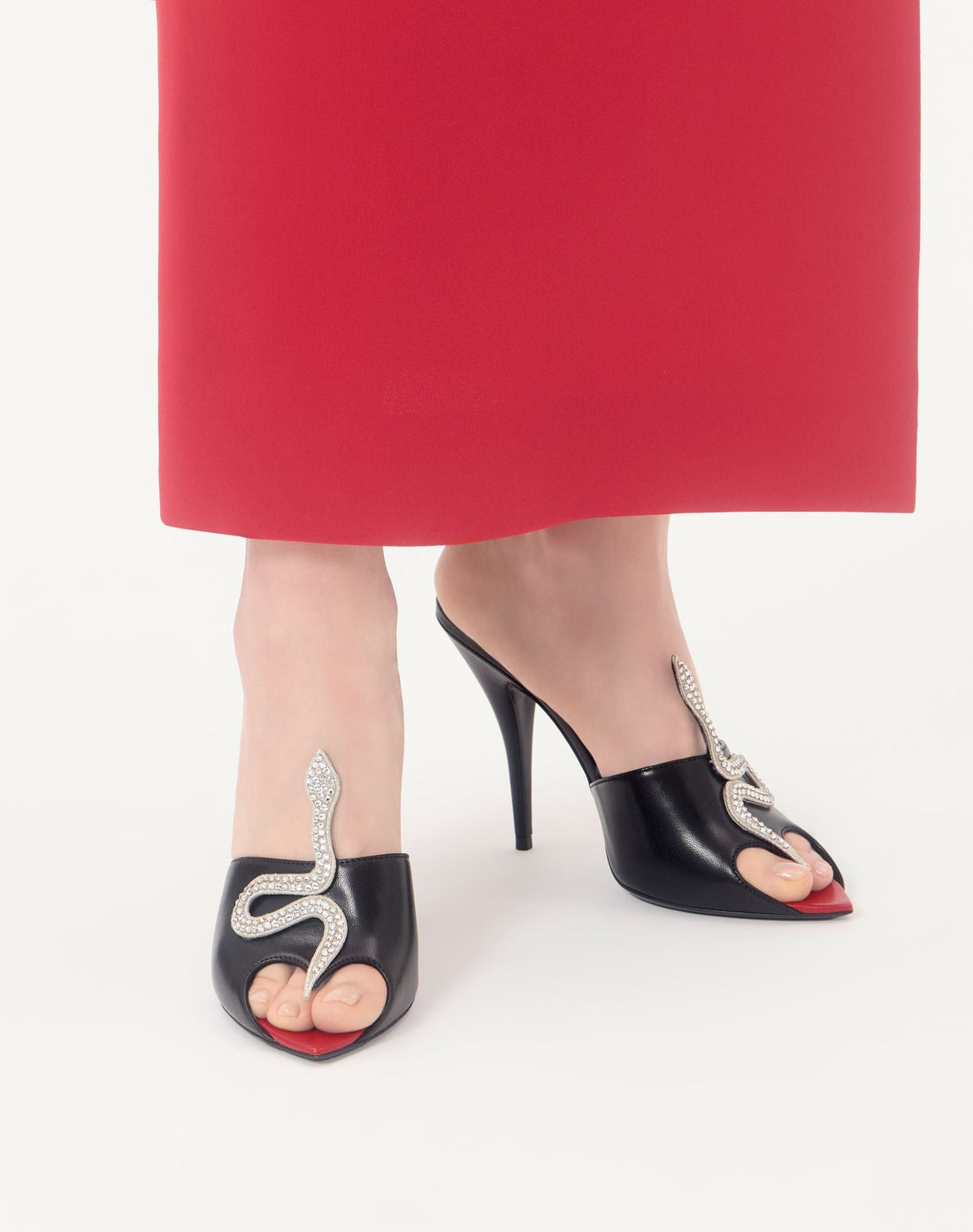 Valentino Coeur Vipère Kidskin Slide Sandal