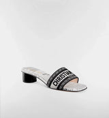 Dior Diorviera Dway Heeled Slide Cotton and White and Black 4