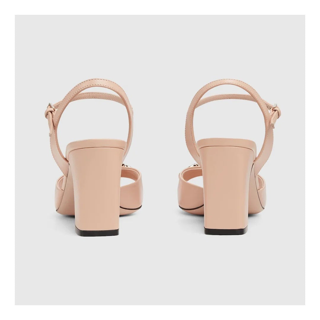 Gucci 80mm Horsebit Sandals Nude & Pink