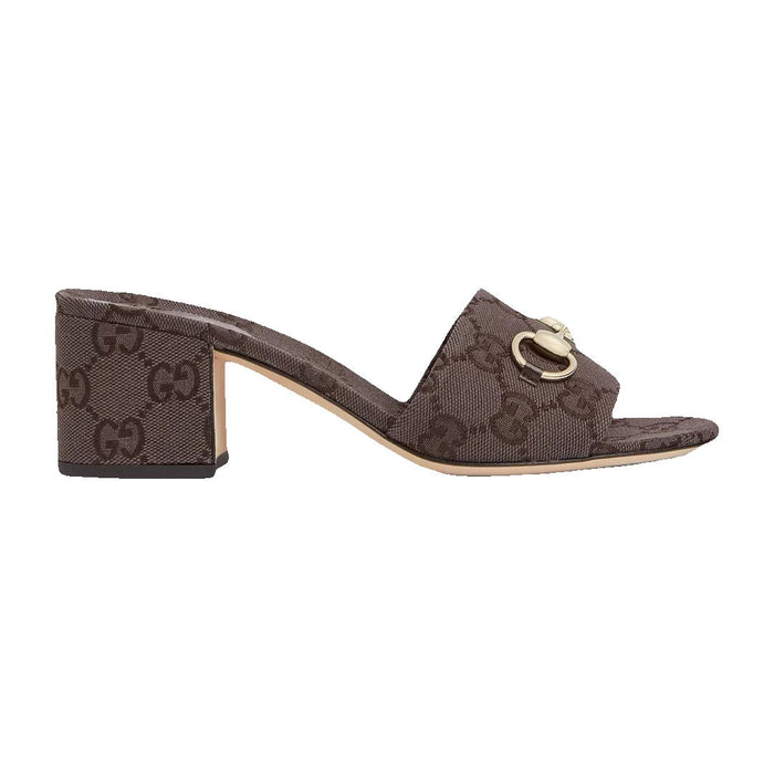 Gucci Horsebit Slide Sandals Brown GG
