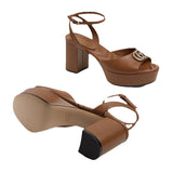 Gucci Double G Platform Clog Brown 3