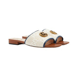 Gucci Slide Sandal With Double G, Leather White 2