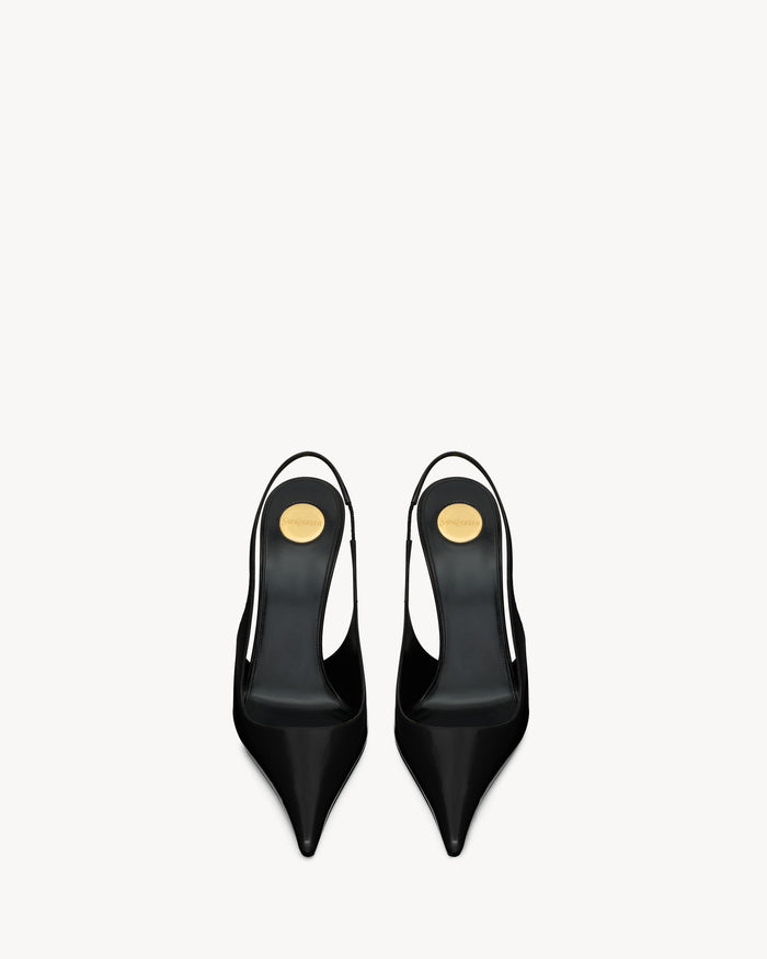 YSL Vendome Slingback Pumps In Glazed Leather