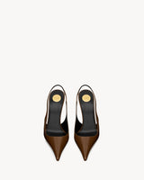 YSL Vendome Slingback Pumps In Glazed Leather 4