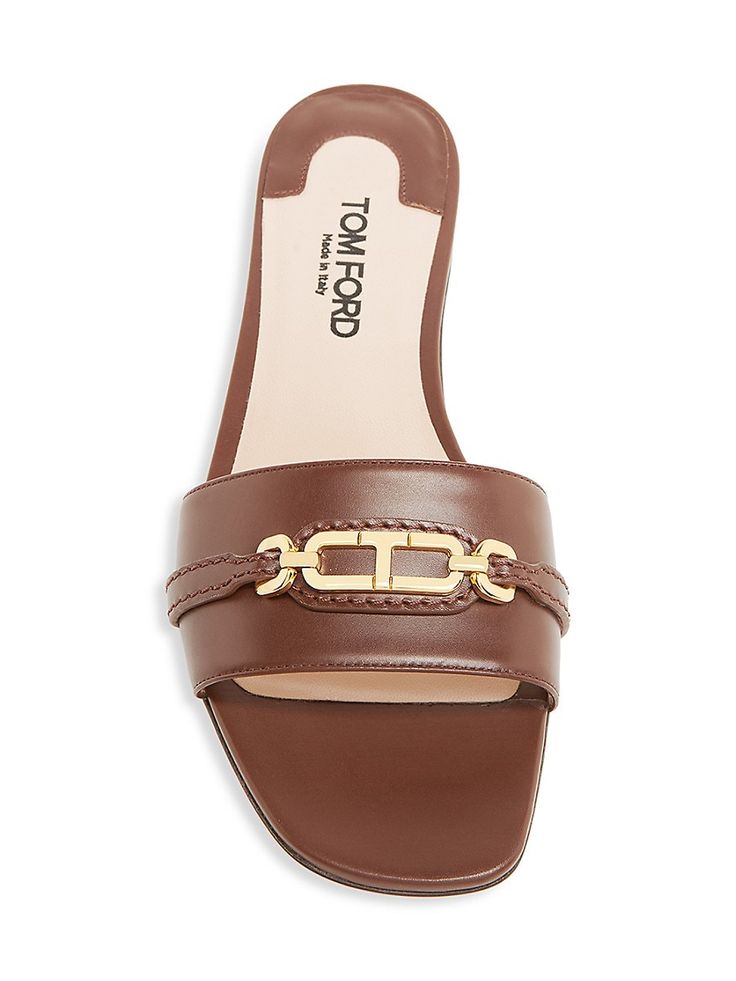Tom Ford Iconic Chain Leather Sandal — Tan