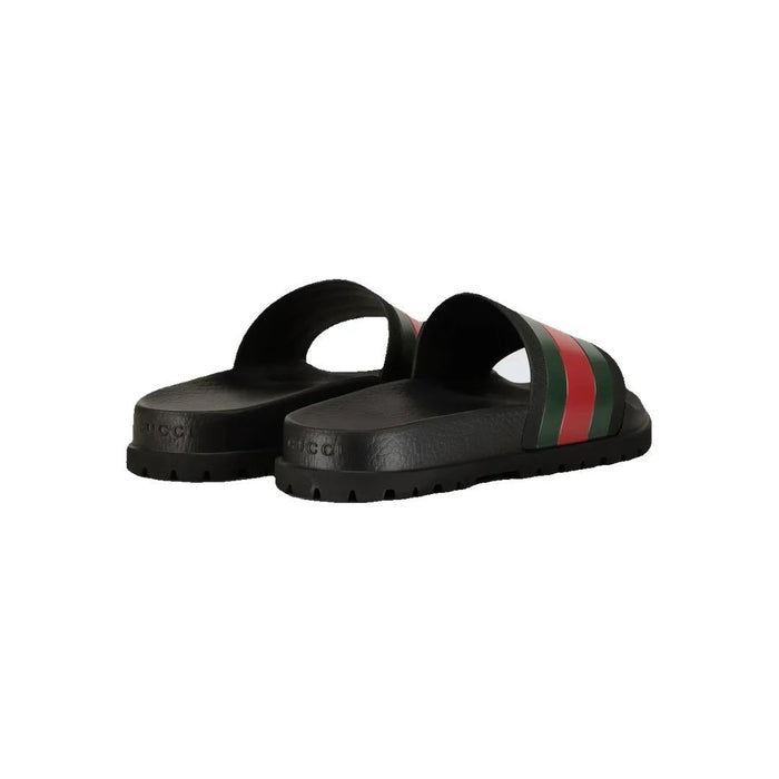 Gucci Monogram Web GG Slide Sandals Black & Green & Red