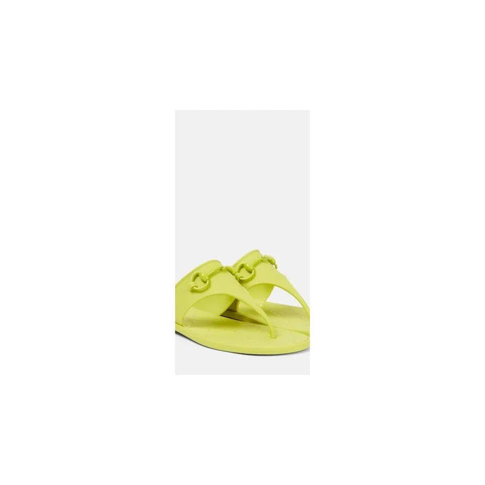 Gucci Rubber Horsebit Thong Sandals Vintage Yellow & Lime