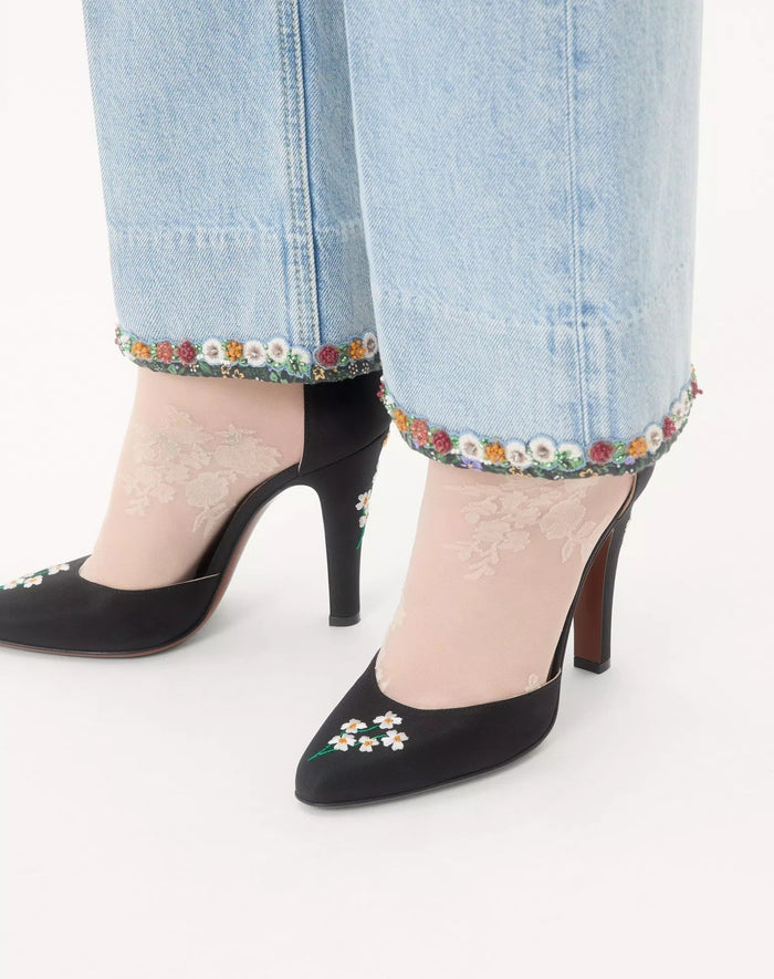 Valentino Hi Dolly Fabric Pumps Floral Embroidery