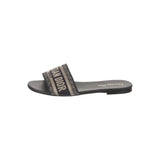 Christian Dior Canvas Embroidered DWay Mule Slide Sandal Black & Navy 1
