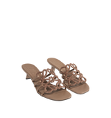 Loewe Petal Anagram Slide in Beige Rhinestone Suede 2