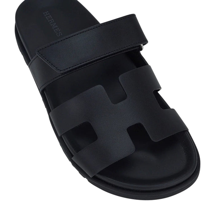 Hermès Chypre Sandal in Black Calfskin