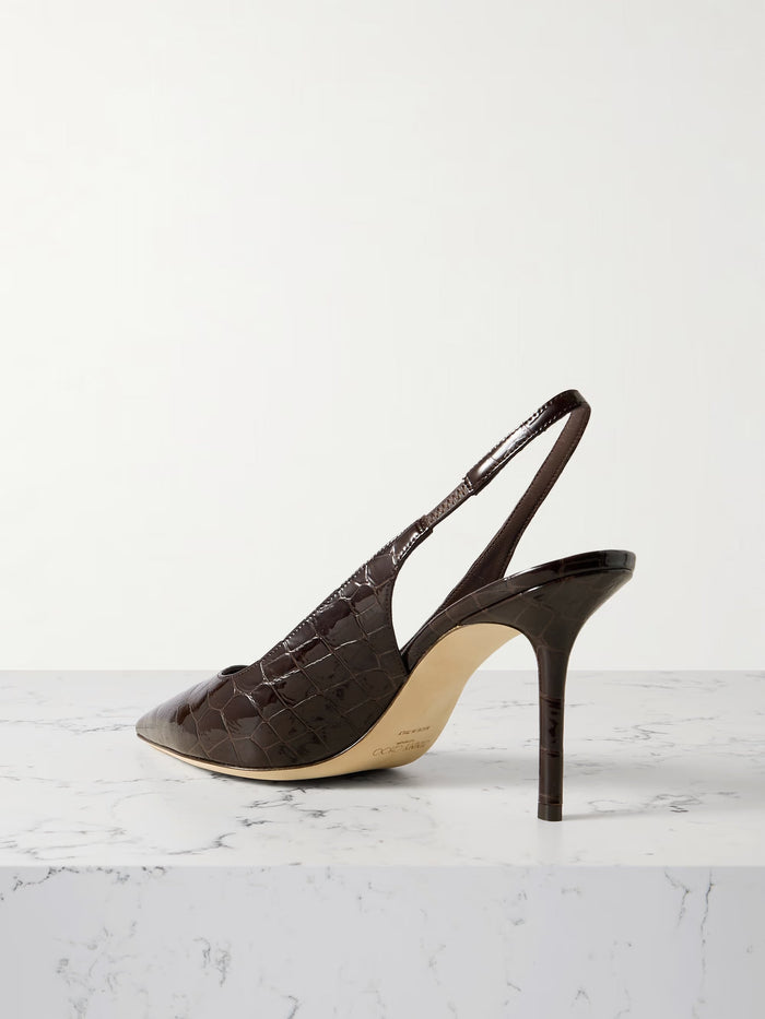 Jimmy Choo Love 85 Croc-Effect Leather Slingback Pumps