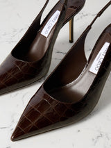 Jimmy Choo Love 85 Croc-Effect Leather Slingback Pumps 3