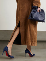 Christian Louboutin Iriza 85 Suede Pumps Navy 3