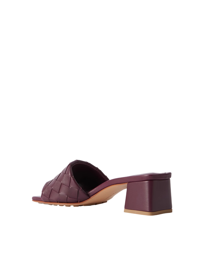 Bottega Veneta Riva Intrecciato Leather Mules Red