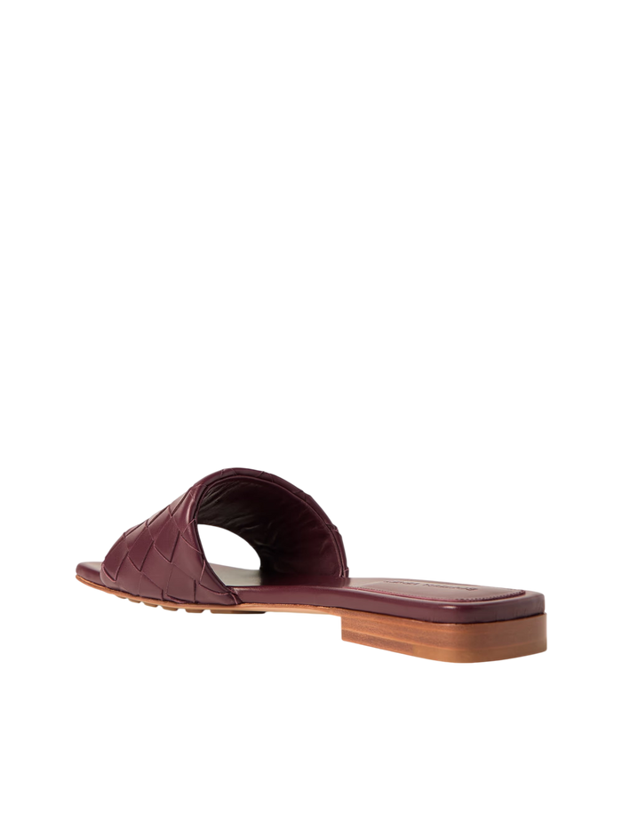 Bottega Veneta Riva Intrecciato Leather Slides Red