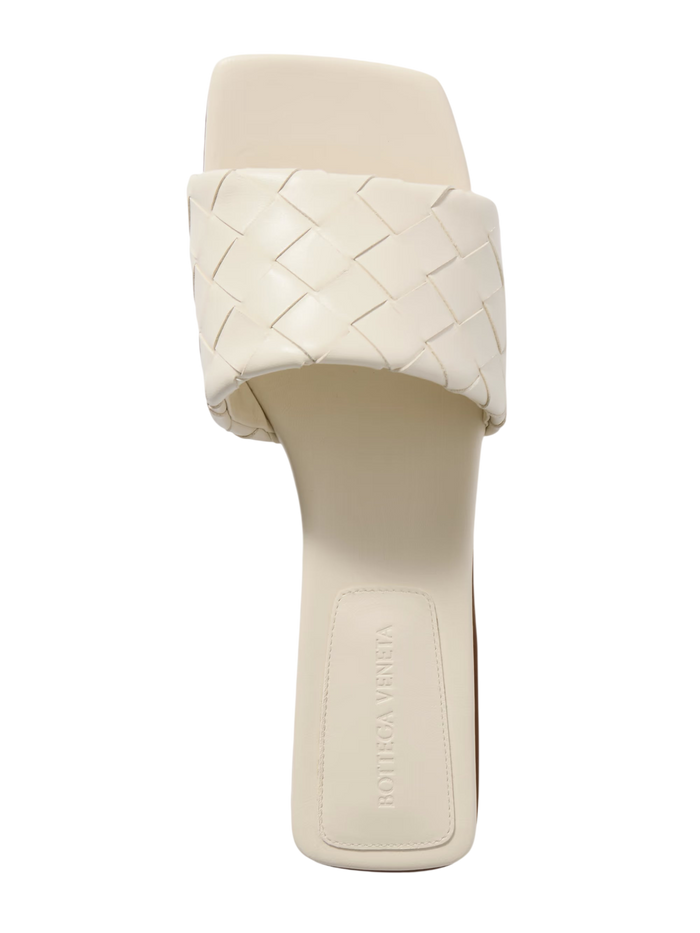 Bottega Veneta Riva Intrecciato Leather Slides Off White