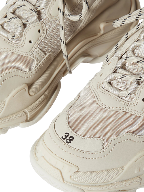 Balenciaga Triple S Logo-Embroided Leather, Nubuck and Mesh Sneakers