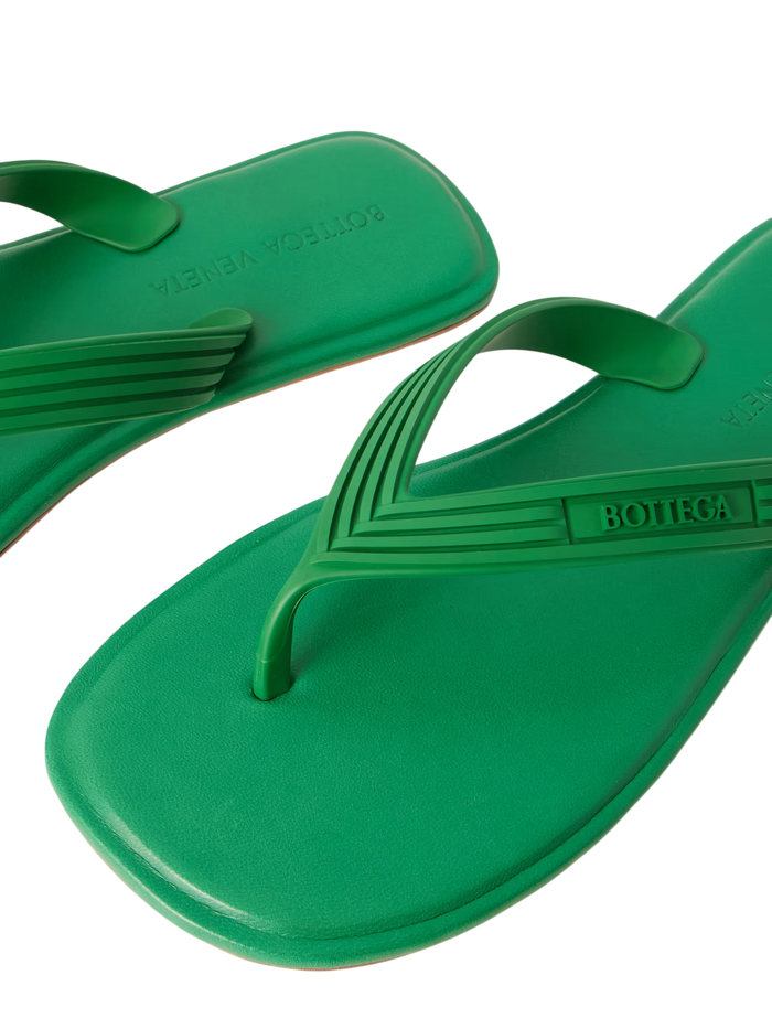 Bottega Veneta Sampieri Flat Thong Rubber Flip Flops Green