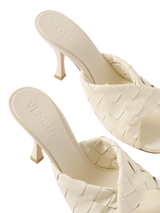 Bottega Veneta Blink Twisted Intrecciato Leather Mules Cream 2