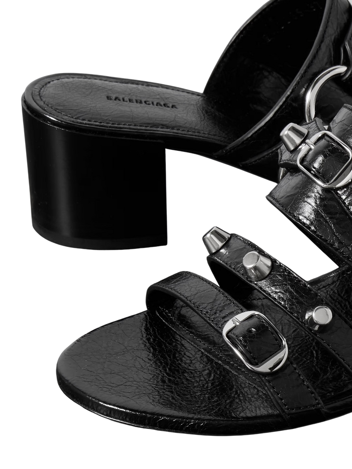 Balenciaga City Embellished Crinkled Leather Mules