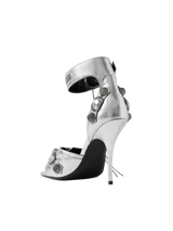 Balenciaga Cagole Embellished Metallic Crinkled-Leather Sandals 1