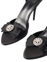 Balenciaga Avenue Palazzo Crystal-embellished Bow-Detailed Satin Sandals 4