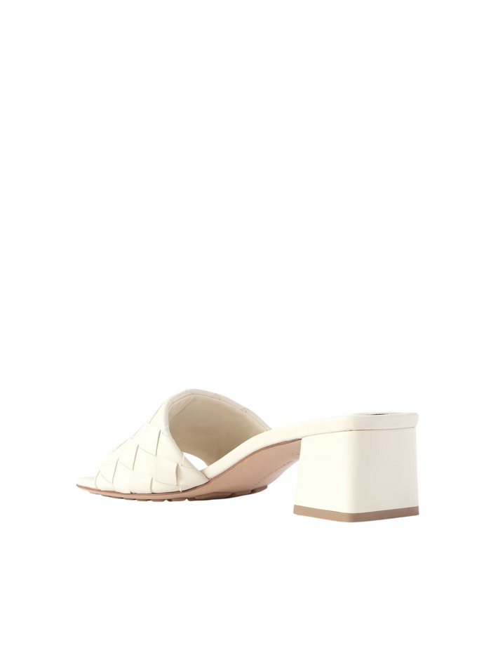 Bottega Veneta Riva Intrecciato Leather Mules Off White