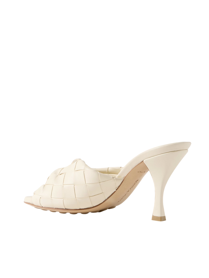 Bottega Veneta Blink Twisted Intrecciato Leather Mules Cream