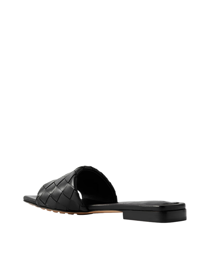 Bottega Veneta Riva Intrecciato Leather Slides Black